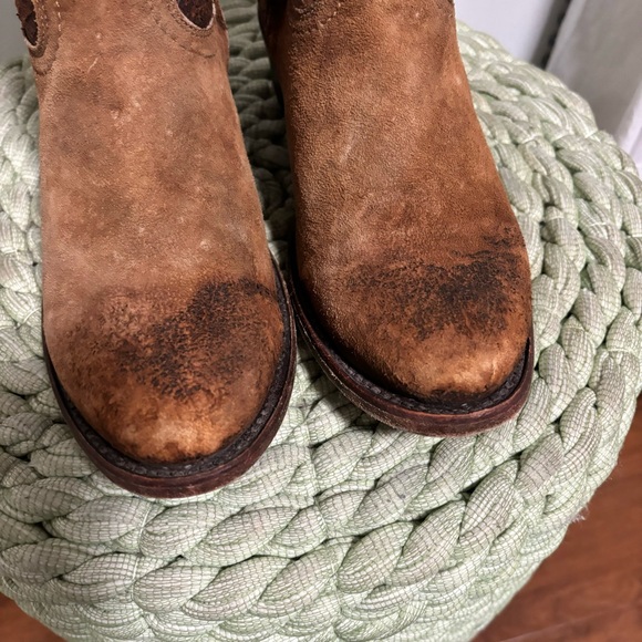 CORRAL Western Style Round Toe Lamb Leather Ankle Eudora Boots Chocolate-Tan - Picture 5 of 10